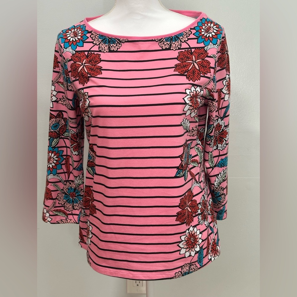 NWOT Talbots Pink Graphic Fitted 3/4 Sleeve Blouse